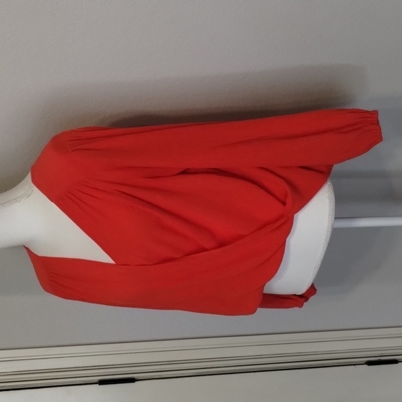 Free People blouse Check On It Wrap Top XS Oversized orange textured FP - Picture 3 of 9